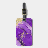 パープル金ゴールドアルコールインクパーソナライズされたカスタム情報 ラゲッジタグ (正面縦)