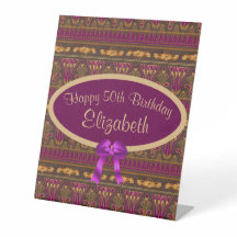パープル金ゴールドアールデコプリント50誕生日