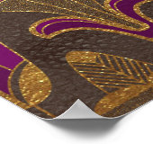 パープル金ゴールドアールデコプリント50th誕生日ポスター ポスター (角)