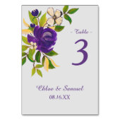 パープル金ゴールドウォーターカラーブケ結婚ーズ テーブルナンバー (裏面)