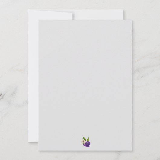 パープル金ゴールドウォーターカラーブケ結婚ーズ 招待状 (裏面)