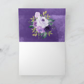 パープル金ゴールドウォーターカラーブライダルシャワーありがとう カード (内部)