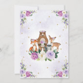 パープル金ゴールドウッドランドフォレガーリーントフローラ誕生日 招待状 (裏面)