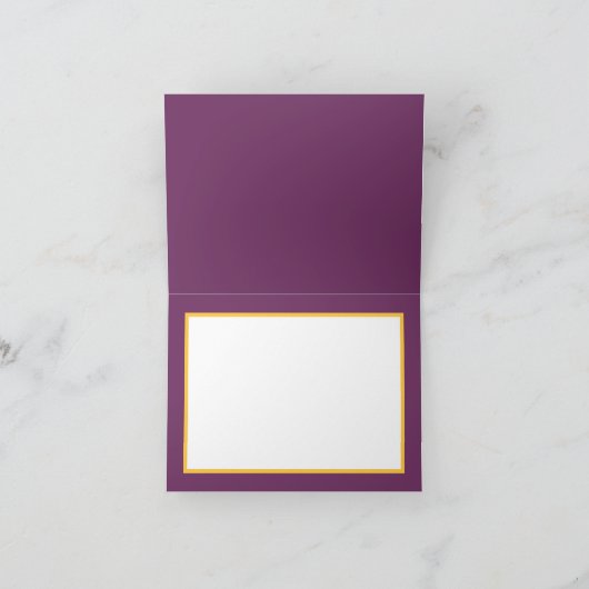 パープル金ゴールドエキゾチック白オーキッドブーケ誕生日 カード (内部)