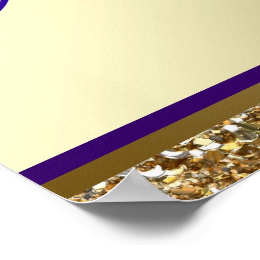 パープル金ゴールドエレガントイベントウェルカムサイン ポスター (角)