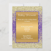 パープル金ゴールドエレガントダイヤモンド赤ちゃん 招待状 (正面)