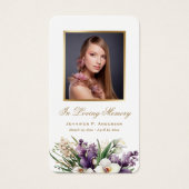 パープル金ゴールドオーキッド葬儀記念祈りの言葉カード (正面)