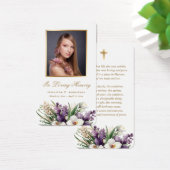 パープル金ゴールドオーキッド葬儀記念祈りの言葉カード (デスク)