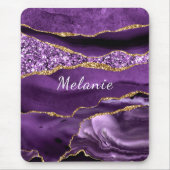 パープル金ゴールドカスタムグリッター名マウスパッド マウスパッド (正面)