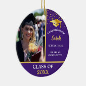 パープル金ゴールドカスタム卒業フォトクラスOf 2024 セラミックオーナメント (右)