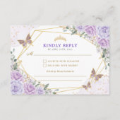 パープル金ゴールドキンセアニェラミクリン15アノスRSVP エンクロージャーカード (正面)