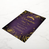 パープル金ゴールドクラウンバラテーマキンセアニェラ 箔招待状 (回転した状態)