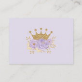 パープル金ゴールドクラウンプリンセスベビーガールおむつラッフル エンクロージャーカード (裏面)