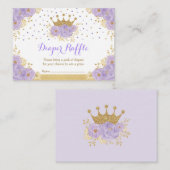 パープル金ゴールドクラウンプリンセスベビーガールおむつラッフル エンクロージャーカード (正面/裏面)