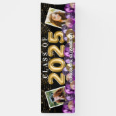 パープル金ゴールドクラス2025写真卒業 横断幕 (縦)