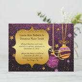 パープル金ゴールドクリスマスポスト結婚式招待状 招待状 (スタンド正面)