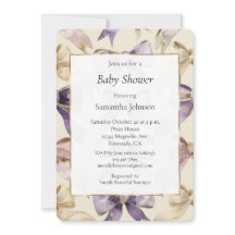 パープル金ゴールドクリーム弓ベビーシャワー