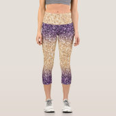 パープル金ゴールドグラデーショングリッターカプリレギンス カプリレギンス (正面)
