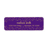 パープル金ゴールドグラムグリッター紙吹雪 |差出人住所 ラベル (正面)