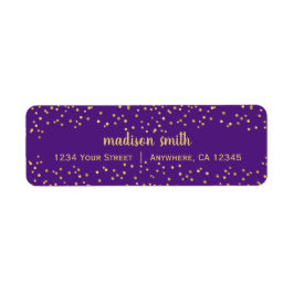 パープル金ゴールドグラムグリッター紙吹雪 |差出人住所 ラベル