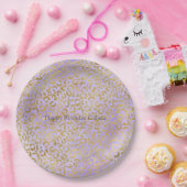 パープル金ゴールドグラムヒョウ印刷 ペーパープレート (パーティー)