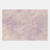 パープル金ゴールドグラムレオパードプリント ラッピングペーパーシート (正面)