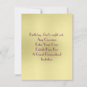 パープル金ゴールドグリッガーリージーバブリーシュー 招待状 (裏面)