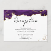 パープル金ゴールドグリッターアゲートストン結婚ズ エンクロージャーカード (正面)