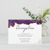 パープル金ゴールドグリッターアゲートストン結婚ズ エンクロージャーカード (スタンド正面)