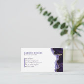 パープル金ゴールドグリッターアゲートメイクアップアーティストイニシャル 名刺 (スタンド正面)