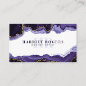 パープル金ゴールドグリッターアゲートメイクアップアーティストイニシャル 名刺 (裏面)