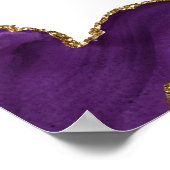 パープル金ゴールドグリッターアゲ結婚ートのウェルカムサイン ポスター (角)