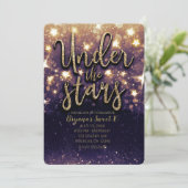 パープル金ゴールドグリッターアンダーザスターズパーティー 招待状 (スタンド正面)