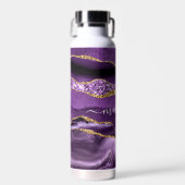 パープル金ゴールドグリッターウォーターボトル名前をカスタムする ウォーターボトル (正面)