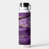 パープル金ゴールドグリッターウォーターボトル名前をカスタムする ウォーターボトル (背面)