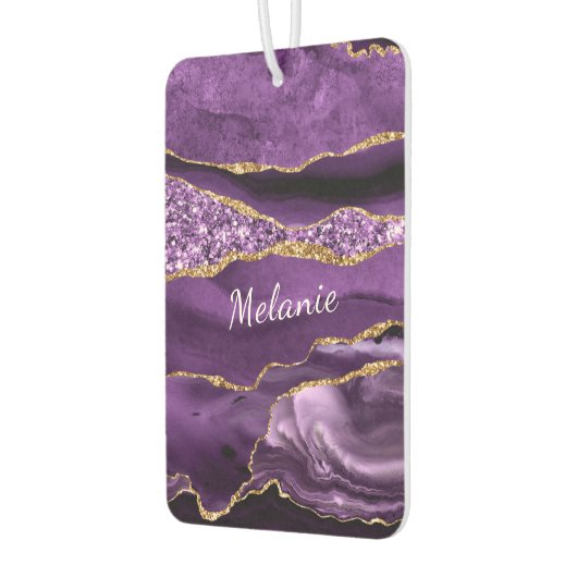 パープル金ゴールドグリッターエアーフレッシュナーと名前をカスタムする カーエアーフレッシュナー (左)