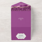 パープル金ゴールドグリッターエレガントマーブル結婚きらめく オールインワン招待状 (外側)