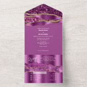 パープル金ゴールドグリッターエレガントマーブル結婚きらめく オールインワン招待状 (内側)