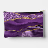 パープル金ゴールドグリッターカスタム大理石あなたの名前 アクセサリーポーチ (裏面)