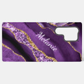 パープル金ゴールドグリッターカスタム大理石あなたの名前 SAMSUNG GALAXYケース (裏面横)