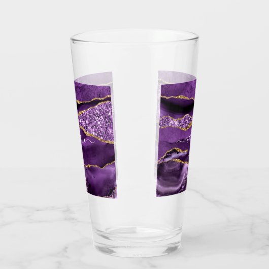 パープル金ゴールドグリッターガラス名前をカスタムする付き タンブラーグラス (左)