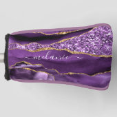 パープル金ゴールドグリッターゴルフヘッドカバー名前をカスタムする ゴルフヘッドカバー (正面)