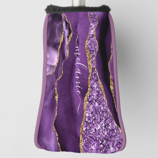 パープル金ゴールドグリッターゴルフヘッドカバー名前をカスタムする ゴルフヘッドカバー (回転90)