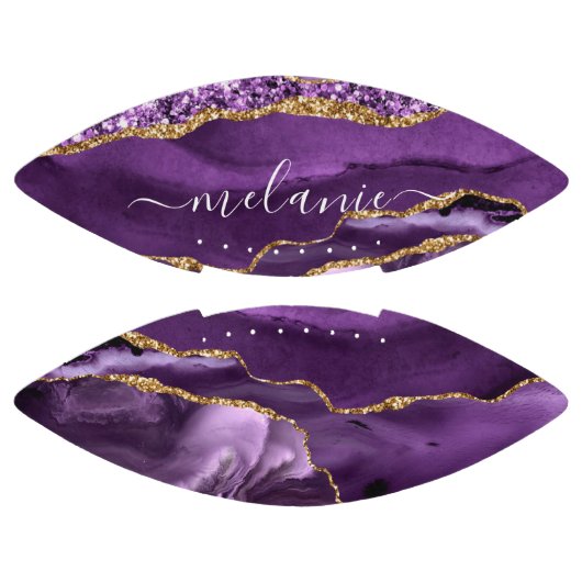 パープル金ゴールドグリッターサッカーと名前をカスタムする アメリカンフットボール (パネル)