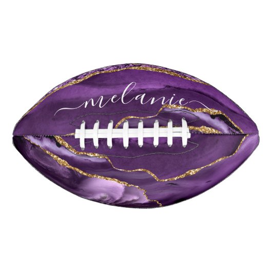 パープル金ゴールドグリッターサッカーと名前をカスタムする アメリカンフットボール (正面)