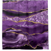 パープル金ゴールドグリッターシャワーカーテン名前をカスタムする シャワーカーテン (正面)