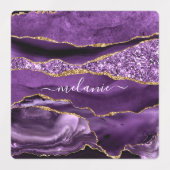 パープル金ゴールドグリッターシール付き名前をカスタムする ラベル (デザイン2)