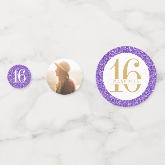 パープル金ゴールドグリッタースイート16名前と写真 コンフェッティ (正面)
