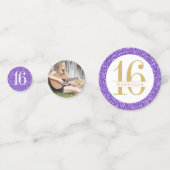 パープル金ゴールドグリッタースイート16名前と写真 コンフェッティ (裏面)