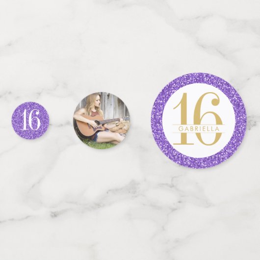 パープル金ゴールドグリッタースイート16名前と写真 コンフェッティ (裏面)
